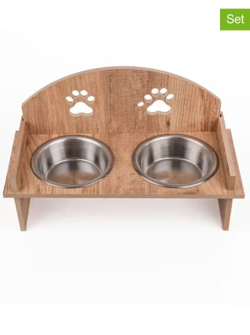 Paws&Whiskers 3-delige voerbakset lichtbruin - (L)21 x (B)37 cm
