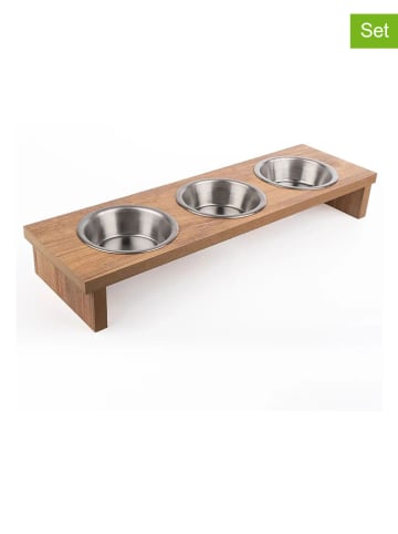 Paws&Whiskers 4-delige voerbakset lichtbruin - (B)58 x (H)18 x (D)21 cm