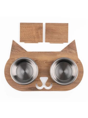 Paws&Whiskers 3-delige voerbakset lichtbruin - (B)32 x (H)8 x (D)25 cm