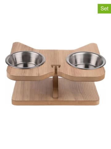 Paws&Whiskers 3tlg. Napfset in Hellbraun - (B)32 x (H)8 x (T)25 cm
