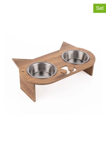 Paws&Whiskers 3tlg. Napfset in Hellbraun - (B)32 x (H)7 x (T)24 cm