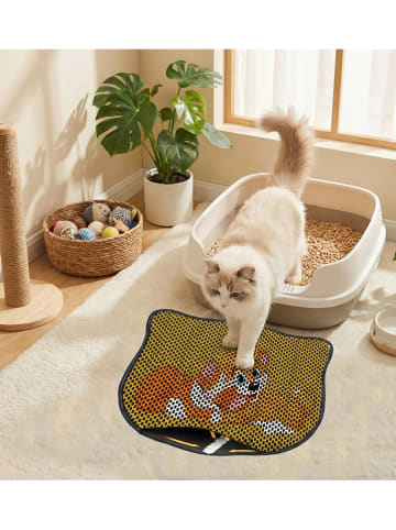 Paws&Whiskers Mata w kolorze żółtym pod kuwetę - 50 x 40 cm