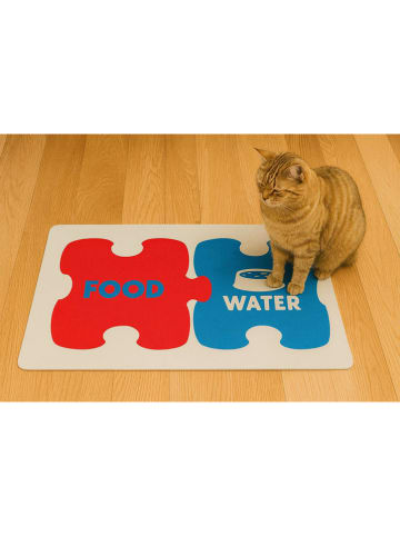 Paws&Whiskers Napfunterlage in Rot/ Blau - (L)40 x (B)70 cm