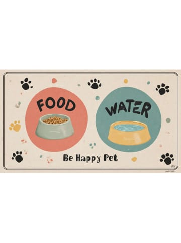 Paws&Whiskers Napfunterlage in Beige/ Orange/ Blau - (L)40 x (B)70 cm