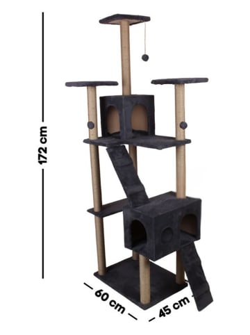 Paws&Whiskers Kratzbaum "Verona" in Anthrazit - (B)45 x (H)172 x (T)60 cm