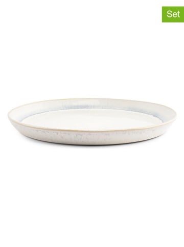 Salt and Pepper 4er-Set: Dessertteller "Stripes" in Weiß/ Blau - Ø 19,5 cm