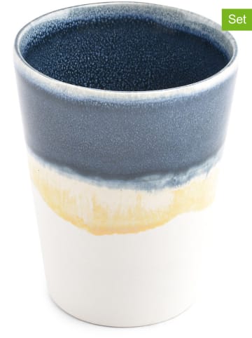 Salt and Pepper Kubki (4 szt.) "Flow" w kolorze biało-granatowym - 370 ml