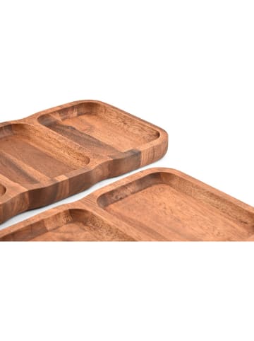 Salt and Pepper Tablett ''Chop'' in Braun - (B)28 x (H)3 x (T)19 cm