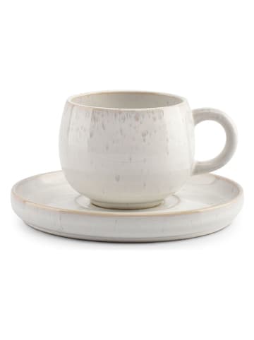 Salt and Pepper 4er-Set: Untertassen ''Curvy'' in Weiß/ Beige - Ø 14 cm