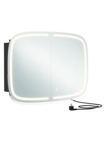 Songmics Spiegelschrank in Schwarz - (B)80 x (H)57,6 cm