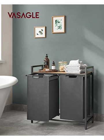 Songmics Wasmand lichtgrijs/bruin - (B)73 x (H)72 x (D)33 cm