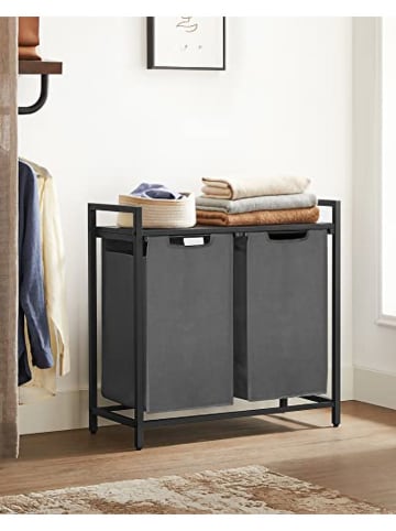 Songmics Wäschekorb in Hellgrau/ Braun - (B)73 x (H)72 x (T)33 cm