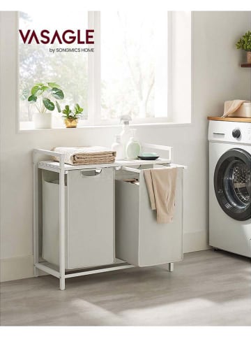 Songmics Wäschekorb in Hellgrau/ Weiß - (B)73 x (H)72 x (T)33 cm