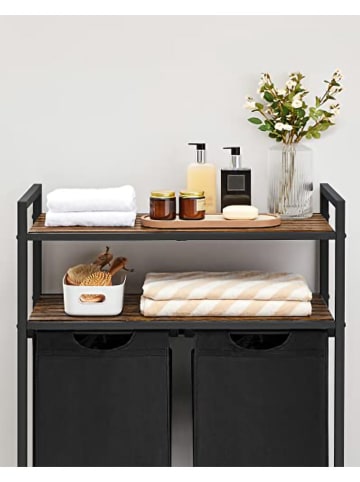 Songmics Kosz w kolorze czarno-brązowym na pranie - 73 x 91 x 33 cm