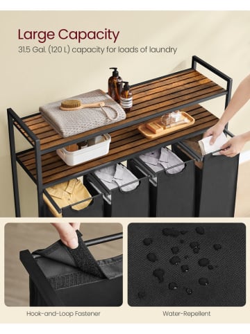 Songmics Kosz w kolorze czarnym na pranie - 115,6 x 92 x 33 cm