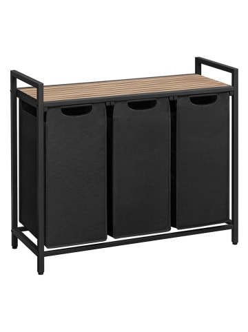 Songmics Wäschekorb in Schwarz/ Braun - (B)92,5 x (H)72 x (T)33 cm