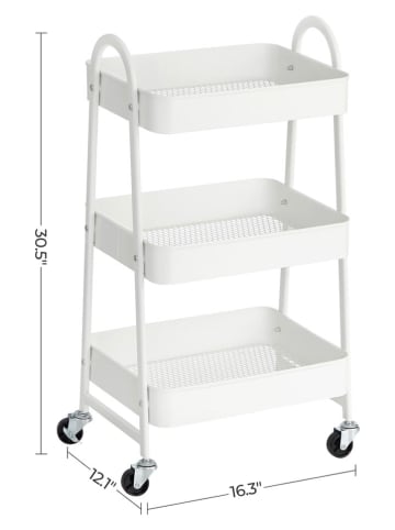 Songmics Wózek kuchenny w kolorze białym - 41,4 x 79 x 30,7 cm