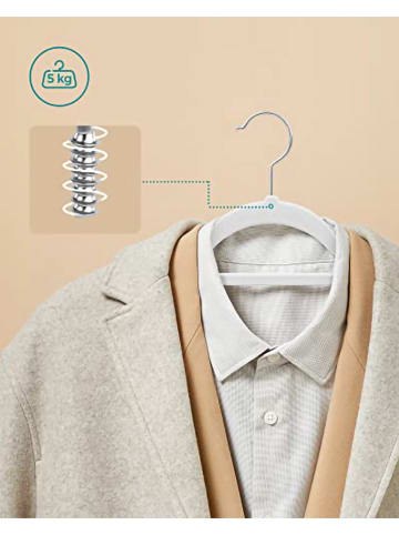 Songmics 50-delige set: kledinghangers wit/zilverkleurig - (B)43,5 x (H)22,5 cm