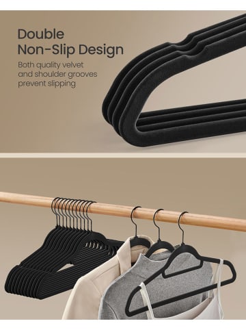 Songmics 50-delige set: kledinghangers zwart/zilverkleurig - (B)43,5 x (H)22,5 cm