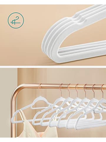Songmics 50-delige set: kledinghangers wit/roségoudkleurig - (B)43,5 x (H)22,5 cm