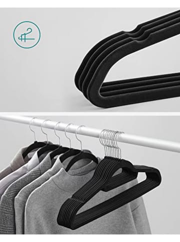 Songmics 20er-Set: Kleiderbügel in Schwarz/ Silber - (B)43,5 x (H)22,5 cm