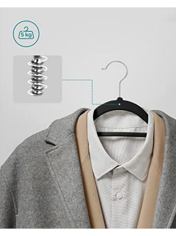 Songmics 20er-Set: Kleiderbügel in Schwarz/ Silber - (B)43,5 x (H)22,5 cm