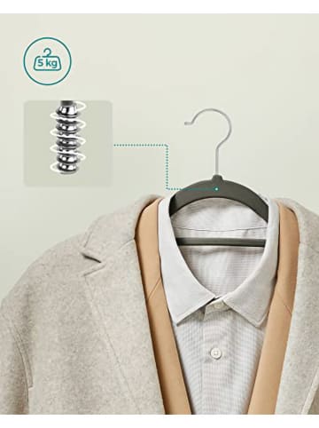 Songmics 20er-Set: Kleiderbügel in Hellgrau/ Silber - (B)43,5 x (H)22,5 cm