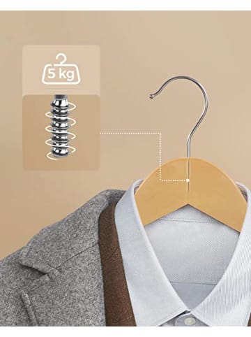 Songmics 20er-Set: Kleiderbügel in Hellbraun/ Silber - (B)44,5 x (H)23 cm