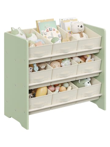 Songmics Staande kast crème/lichtgroen - (B)62,5 x (H)60 x (D)29,5 cm