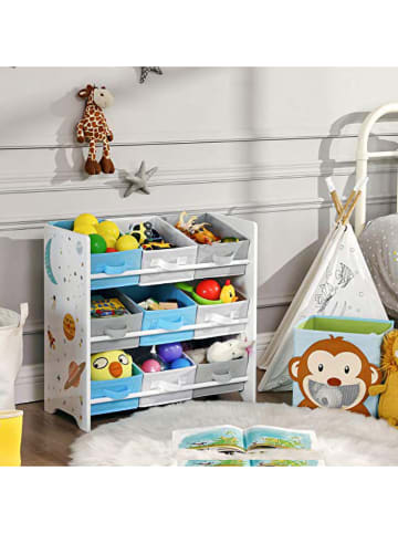 Songmics Staande kast wit/lichtgrijs/lichtblauw - (B)62,5 x (H)60 x (D)29,5 cm