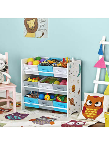 Songmics Regał stojący w kolorze biało-jasnoszaro-błękitnym - 62,5 x 60 x 29,5 cm