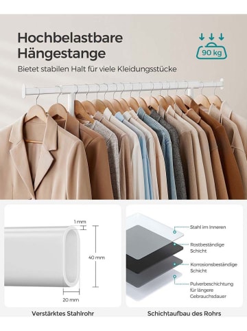 Songmics Kleiderständer in Weiß - (B)132 x (H)160 x (T)45,4 cm