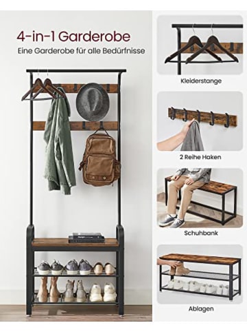 Songmics Wieszak stojący w kolorze brązowo-czarnym - 77 x 183 x 33,7 cm