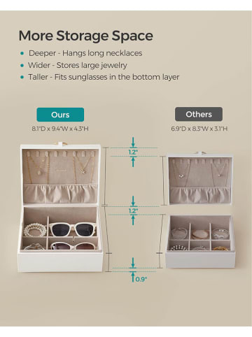 Songmics Szkatułka w kolorze białym - 24 x 11 x 20,5 cm