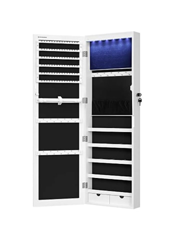 Songmics Wandspiegels wit - (B)37 x (H)120 x (D)10 cm