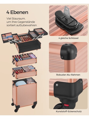 Songmics Walizka w kolorze jasnoróżowym na kosmetyki - 34 x 79,3 x 24 cm