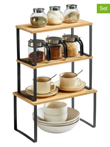 Songmics Regały (3 szt.) w kolorze jasnobrązowo-czarnym na przyprawy - 35 x 18 x 19 cm