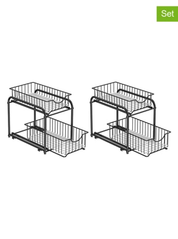 Songmics 2er-Set: Küchenregale in Schwarz - (B)36,5 x (H)27,2 x (T)21 cm