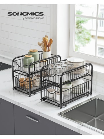 Songmics 2er-Set: Küchenregale in Schwarz - (B)36,5 x (H)27,2 x (T)21 cm