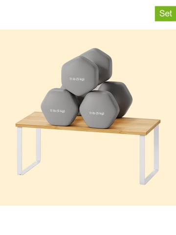 Songmics 2-delige set: keukenrekken lichtbruin/wit - (B)39,7 x (H)15,5 x (D)19,5 cm