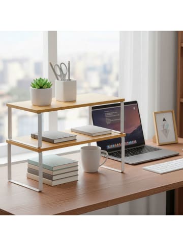 Songmics 2er-Set: Küchenregale in Hellbraun/ Weiß - (B)39,7 x (H)15,5 x (T)19,5 cm