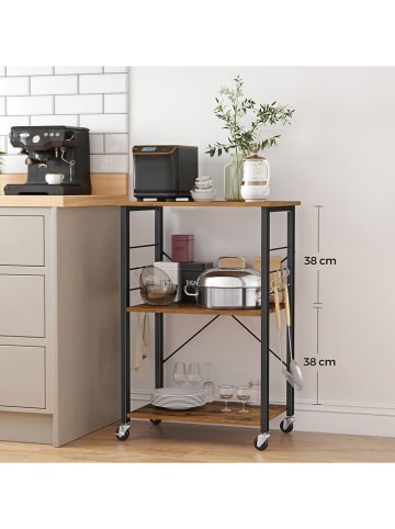 Songmics Keukenwagen bruin/zwart - (B)60 x (H)89 x (D)40 cm