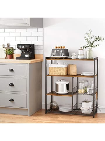 Songmics Keukenkast bruin/zwart - (B)80 x (H)95 x (D)35 cm