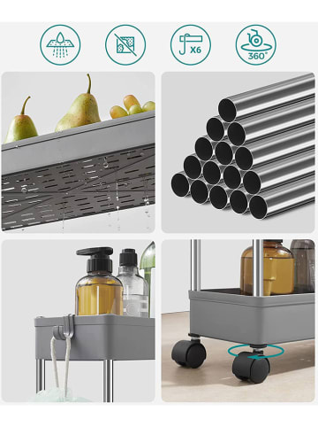 Songmics Wózek kuchenny w kolorze srebrno-jasnoszarym - 40 x 88 x 12,5 cm