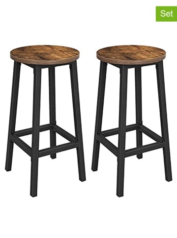 Songmics 2er-Set: Barhocker in Schwarz/ Braun - (B)30 x (H)65 x (T)30 cm