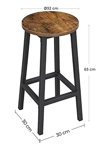 Songmics 2er-Set: Barhocker in Schwarz/ Braun - (B)30 x (H)65 x (T)30 cm