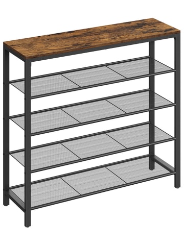 Songmics Schuhregal in Braun/ Schwarz - (B)100 x (H)92,5 x (T)30 cm