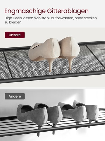 Songmics Schuhregal in Braun/ Schwarz - (B)100 x (H)92,5 x (T)30 cm