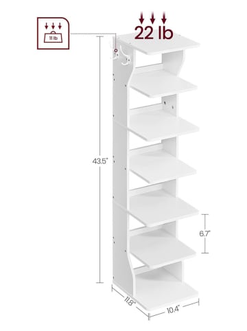 Songmics Schoenenkast wit - (B)26,4 x (H)110,4 x (D)30 cm