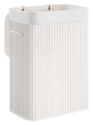 Songmics Wäschekorb in Weiß/ Hellbraun - (B)40 x (H)60 x (T)30 cm